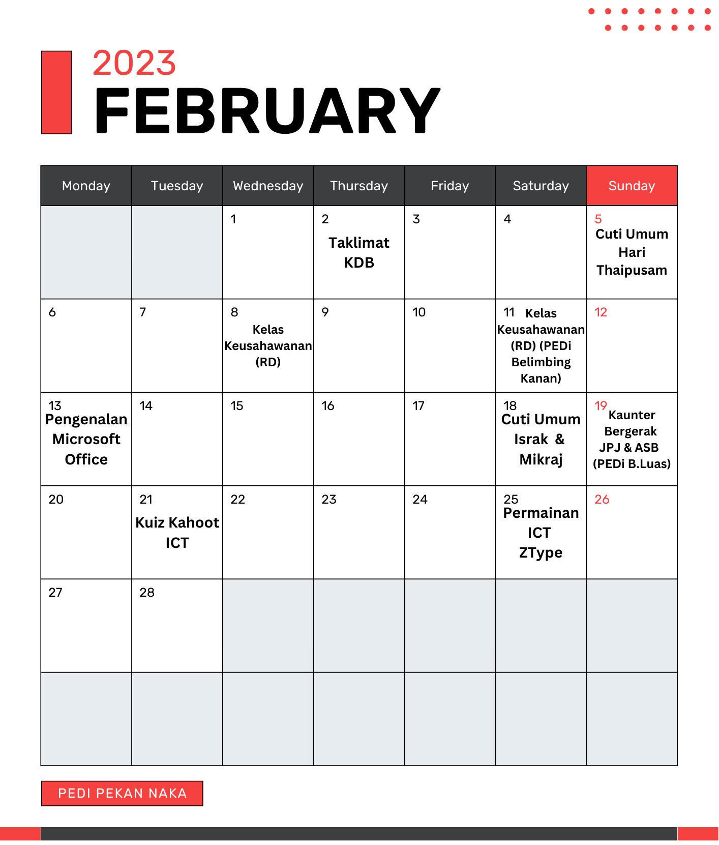 Jadual Feb 2023